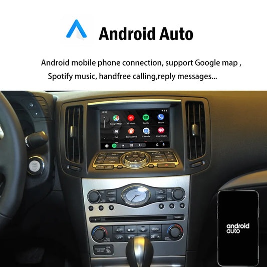 Apple CarPlay Android Auto For Infiniti G35 M35 M25 G37 G25 FX35 QX50 EX35 EX25 CarPlay Upgrade Interface