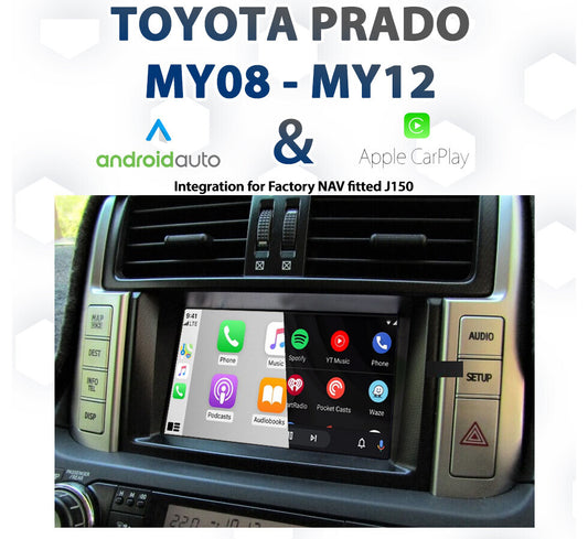 2009-2013 Toyota Landcruiser Prado GXL/VX /Kakadu LC150 OEM Head Units Apple CarPlay & Android Auto Integration Kits